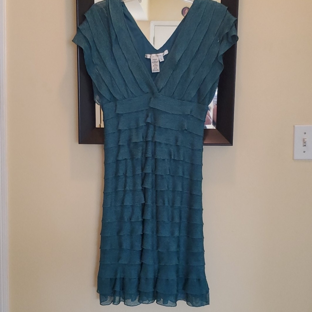 STUDIO M Ruffled Teal Bodycon Dress